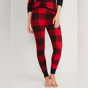 Red Black Buffalo Thermal Knit Pajama Leggings